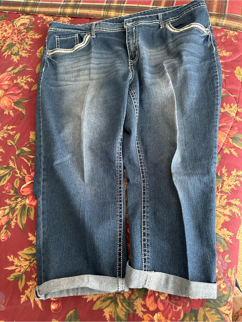Faded Glory Blue Denim Jeans with Contrast Stitching